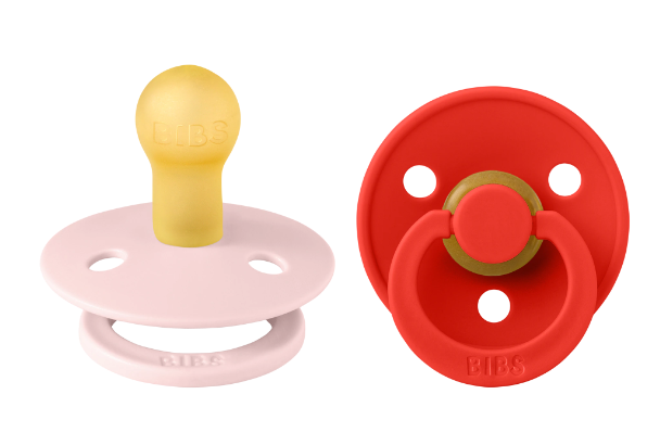Bibs 2 suzete latex tip cherry Colour Collection 6-18 luni, Blossom/Candy Apple