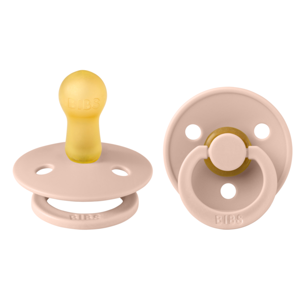Bibs 2 suzete latex tip cherry Colour Collection 6-18 luni, Blush/Blush