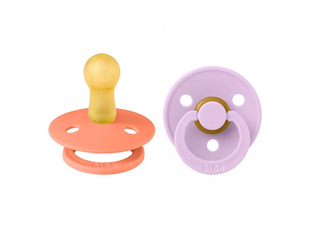 Bibs 2 suzete latex tip cherry Colour Collection 6-18 luni, Papaya/Violet Sky Imagine principală a produsului