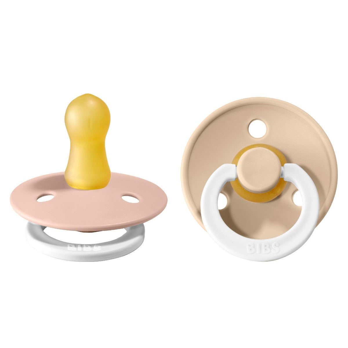 Bibs 2 suzete latex tip cherry Colour Night 0-6 luni, Blush/Vanilla
