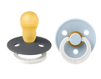 Bibs 2 suzete latex tip cherry Colour Night 18-36 luni, Iron/Baby Blue