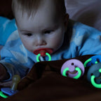 Bibs 2 suzete latex tip cherry Colour Night Glow 18m+ Sky Blue/Cornflower