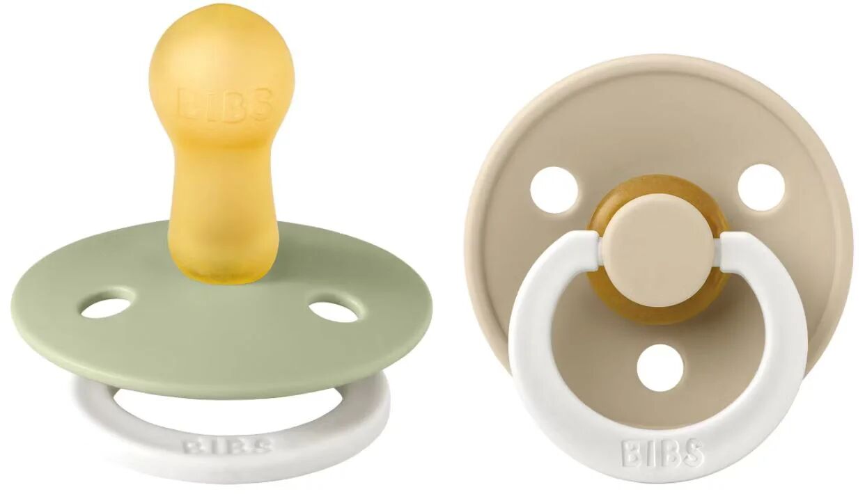 Bibs 2 suzete latex tip cherry Colour Night 0-6 luni, Sage/Vanilla Glow