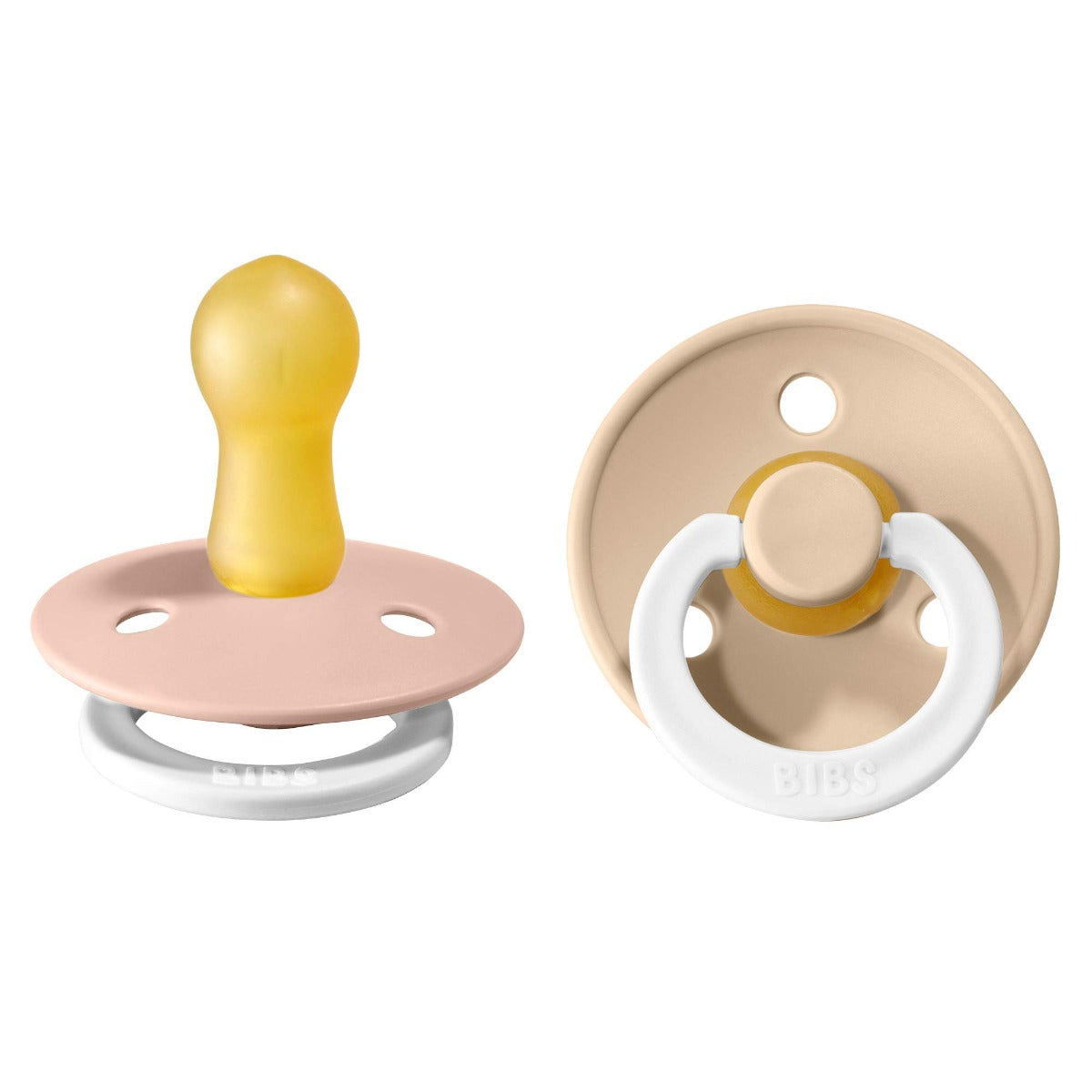 Bibs 2 suzete latex tip cherry Colour Night 6-18 luni, Blush/Vanilla