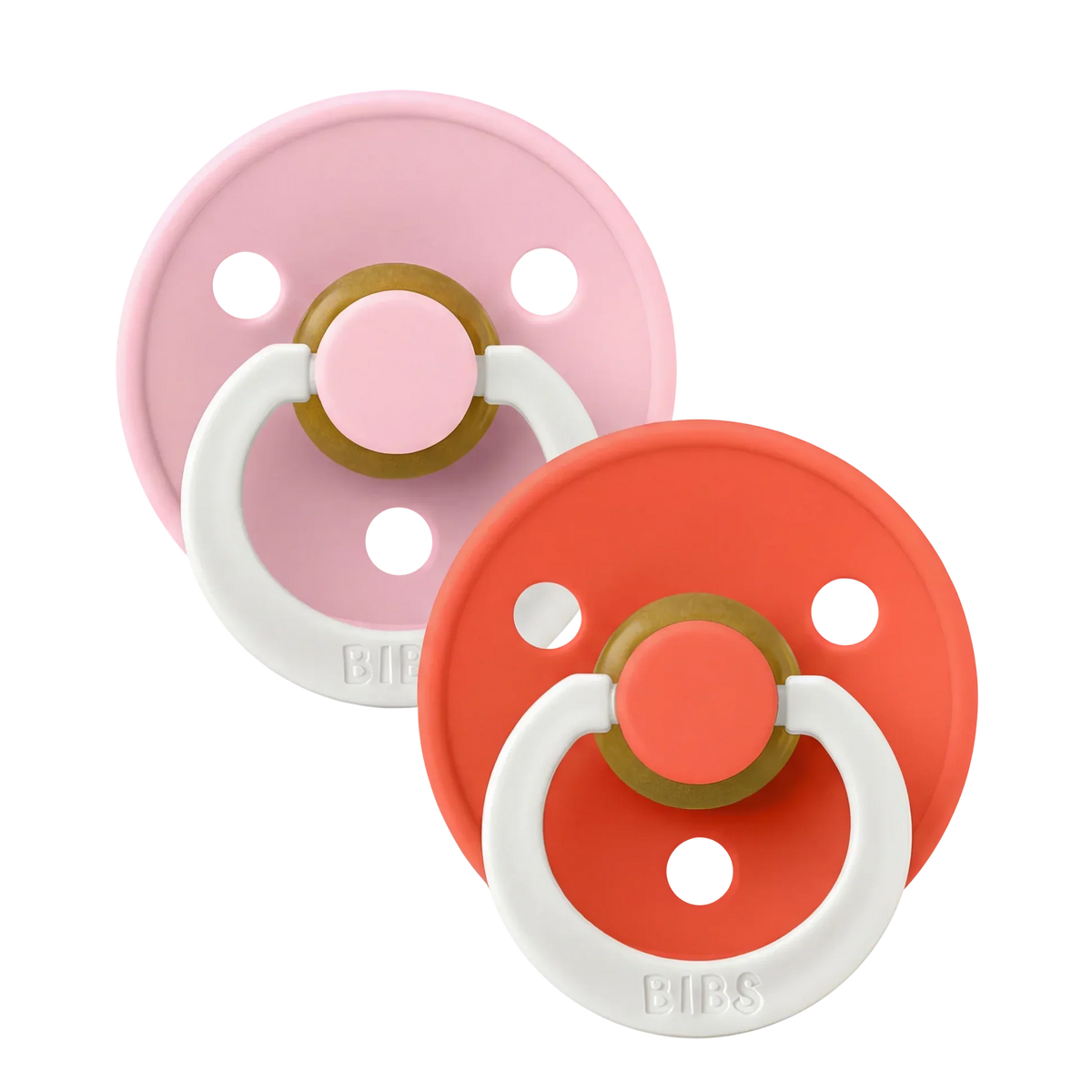 Bibs 2 suzete latex tip cherry Colour Night Glow 6m+ Baby Pink/Tango