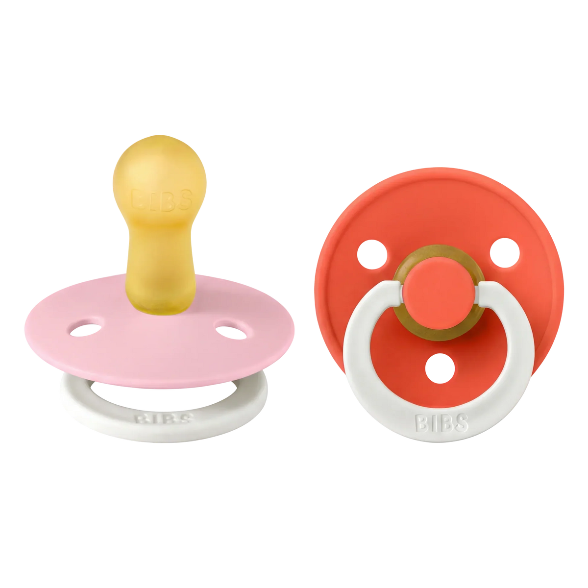 Bibs 2 suzete latex tip cherry Colour Night Glow 6m+ Baby Pink/Tango