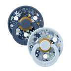Bibs 2 suzete latex tip cherry Colour X LIBERTY 0-6 luni Camomile/Blue
