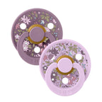 Bibs 2 suzete latex tip cherry Colour X LIBERTY 0-6 luni Camomile/Viole