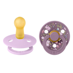 Bibs 2 suzete latex tip cherry Colour X LIBERTY 0-6 luni Camomile/Viole