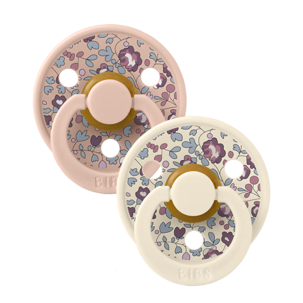 Bibs 2 suzete latex tip cherry Colour X LIBERTY Eloise 6-18 luni Ivory/Blush