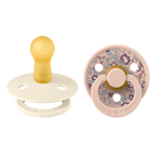 Bibs 2 suzete latex tip cherry Colour X LIBERTY Eloise 6-18 luni Ivory/Blush
