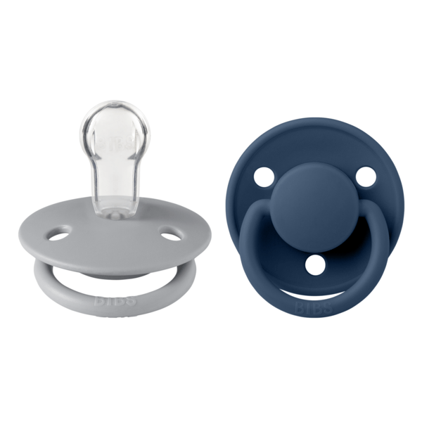 Bibs 2 suzete silicon tip cherry De Lux 0-3 ani, Cloud/Steel Blue Imagine principală a produsului