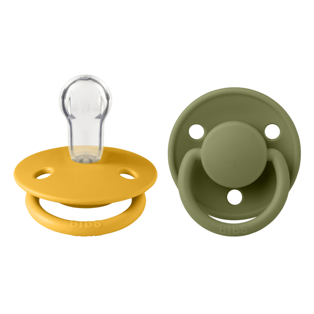 Bibs 2 suzete silicon tip cherry De Lux 0-3 ani, Honey Bee/Olive
