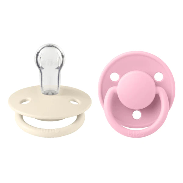 Bibs 2 suzete silicon tip cherry De Lux 0-3 ani, Ivory/Baby Pink
 Imagine principală a produsului
