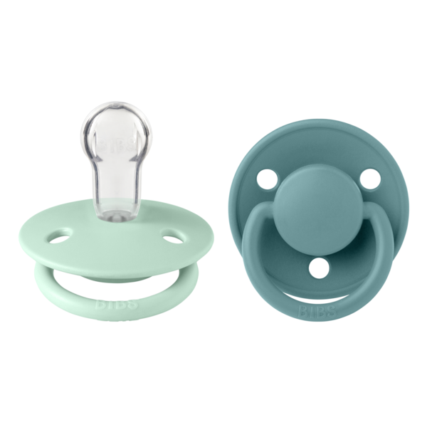 Bibs 2 suzete silicon tip cherry De Lux 0-3 ani, Nordic Mint/Island Sea