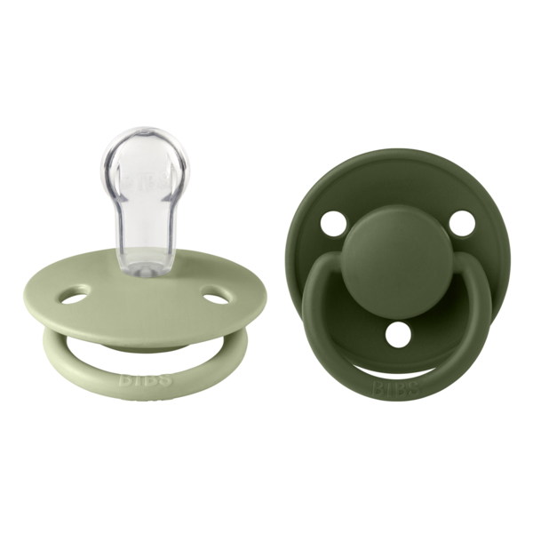 Bibs 2 suzete silicon tip cherry De Lux 0-3 ani, , Sage/Hunter Green