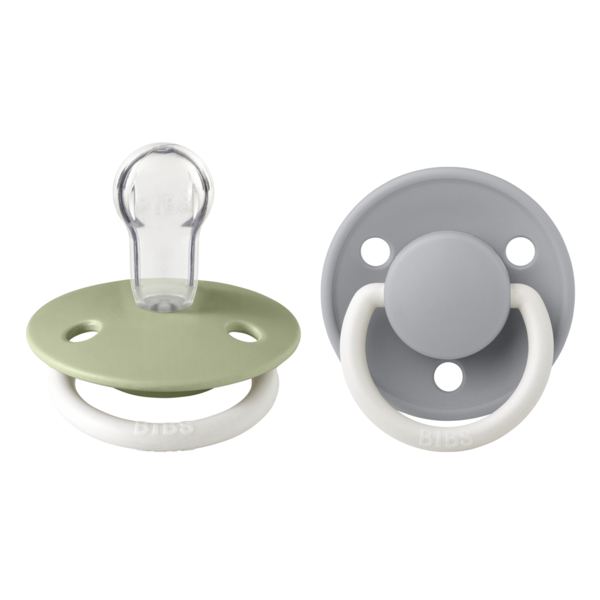 Bibs 2 suzete silicon tip cherry De Lux Night 0-3 ani, , Sage/Cloud Imagine principală a produsului