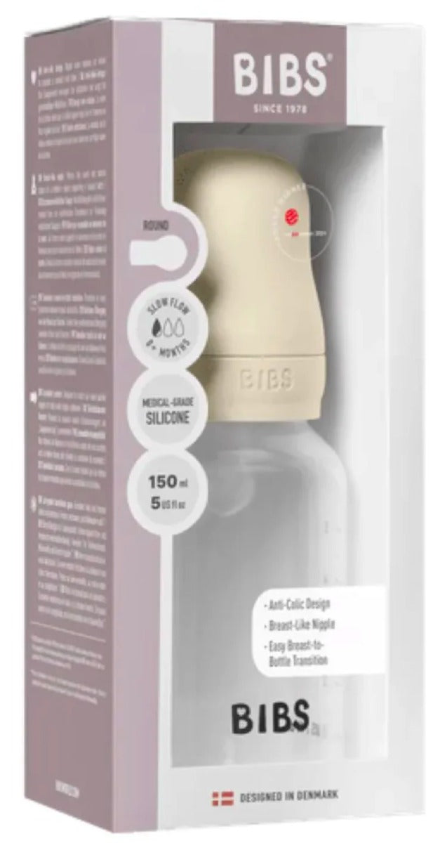 Bibs biberon anticolici 150 ml cu teina silicon 1 picatura 0m+ Ivory