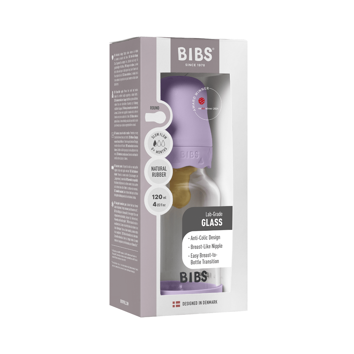 Bibs biberon sticla Boheme anticolici 120 ml cu teina latex flux lent 0m+ Violet Sky