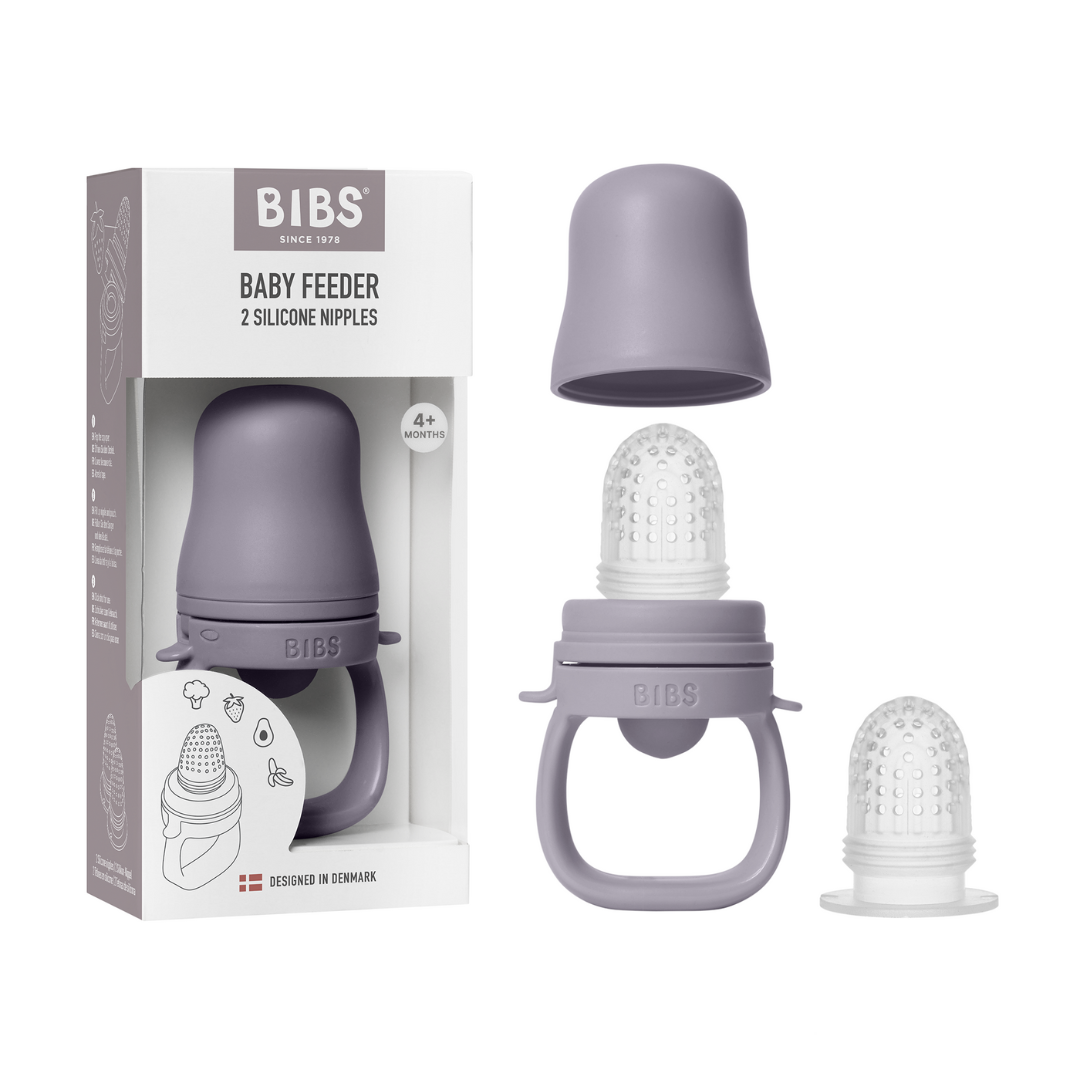 Bibs dispozitiv de hranire Baby Feeder cu 2 tetine din silicon 4m+ Fossil Grey
