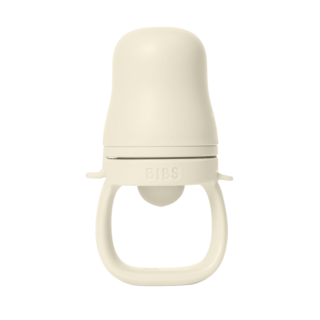 Bibs dispozitiv de hranire Baby Feeder cu 2 tetine din silicon 4m+ Ivory