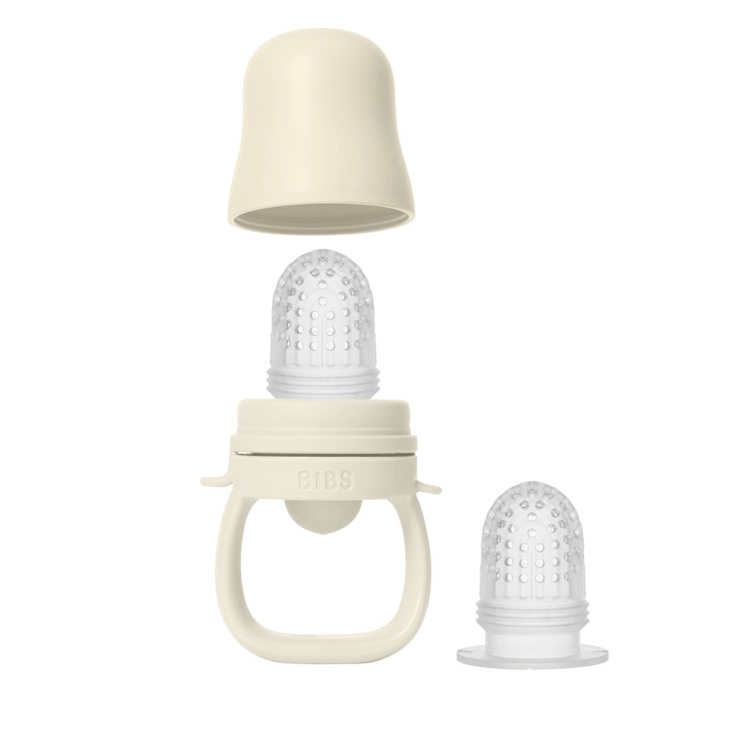 Bibs dispozitiv de hranire Baby Feeder cu 2 tetine din silicon 4m+ Ivory