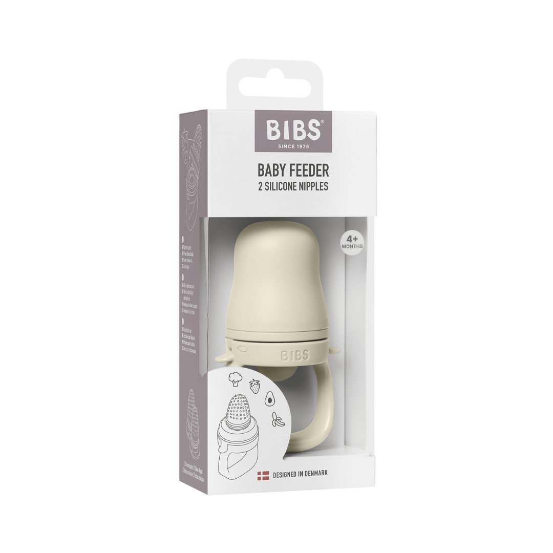 Bibs dispozitiv de hranire Baby Feeder cu 2 tetine din silicon 4m+ Ivory