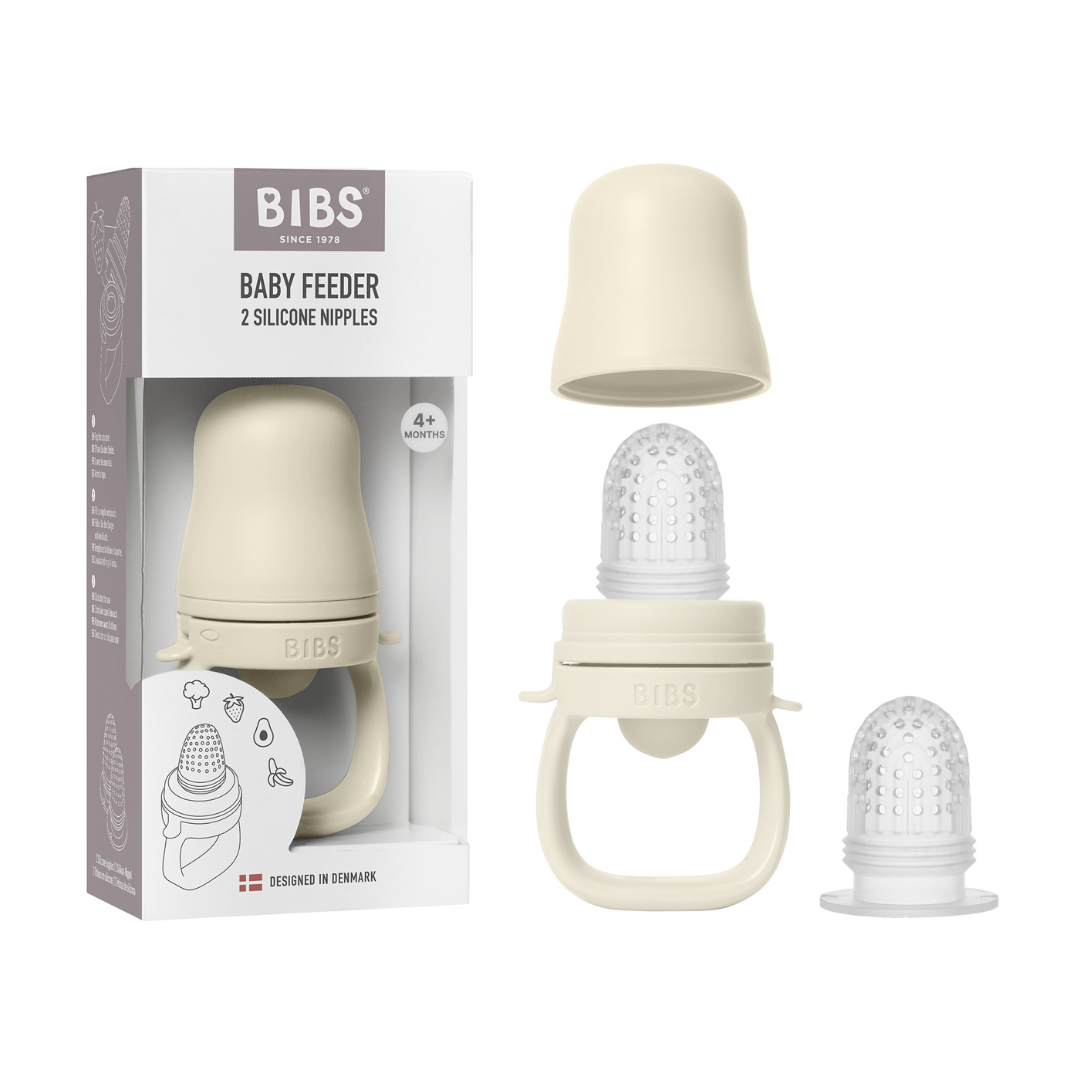 Bibs dispozitiv de hranire Baby Feeder cu 2 tetine din silicon 4m+ Ivory