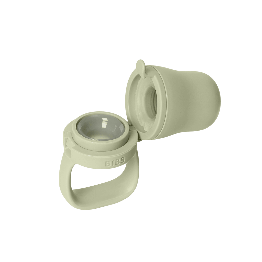 Bibs dispozitiv de hranire Baby Feeder cu 2 tetine din silicon 4m+ Sage