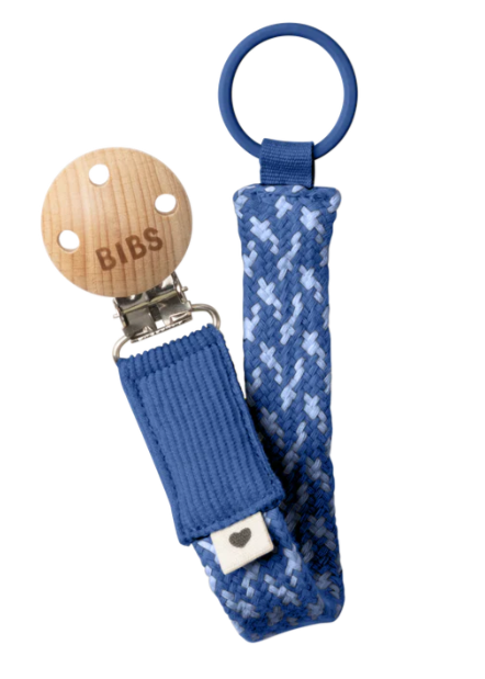 Bibs lant suzeta Paci Braid 0m+, Cornflower/Dusty Blue Imagine principală a produsului