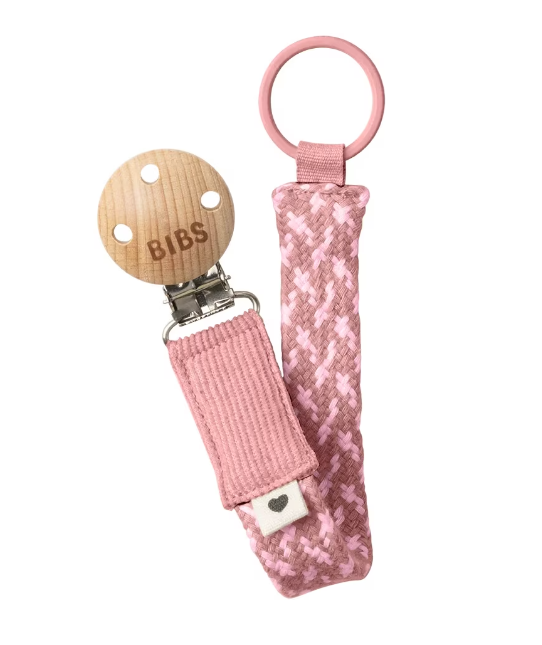 Bibs lant suzeta Paci Braid 0m+, Dusty Pink/Baby Pink Imagine principală a produsului