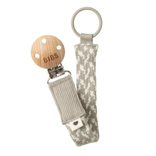 Bibs lant suzeta Paci Braid 0m+, Sand/Ivory