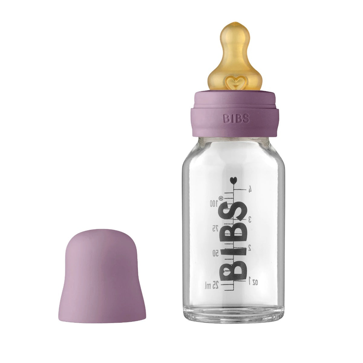 Bibs set biberon sticla 110 ml tetina latex flux lent 0m+, Mauve
