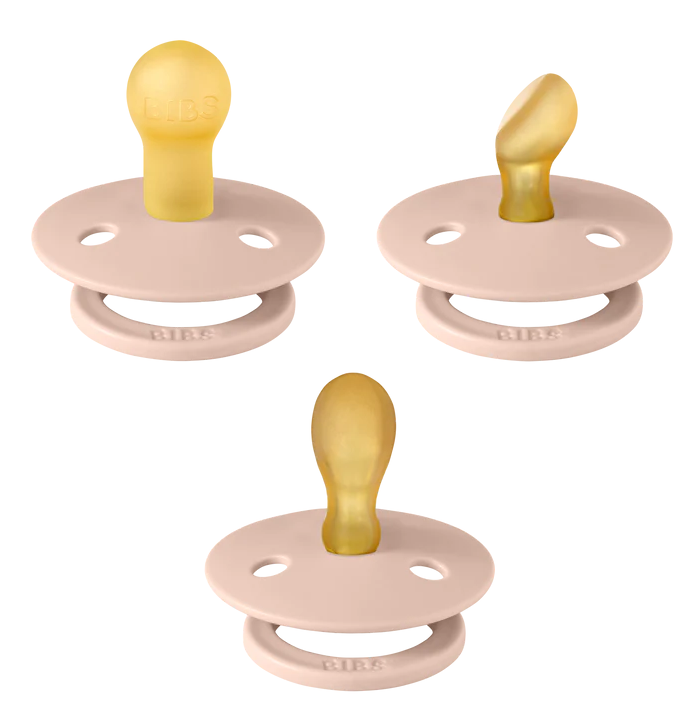 Bibs set suzeta latex TRY-IT 0-6 luni 3 Pack, Blush