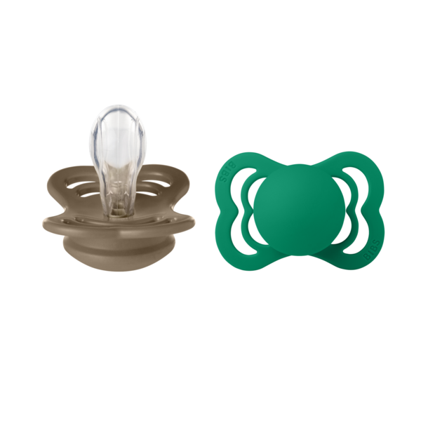 Bibs suzeta silicon plata Supreme Collection 0-6 luni, 2 buc Dark Oak/Evergreen