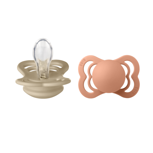 Bibs suzeta silicon plata Supreme Collection 0-6 luni, 2 buc Vanilla/Peach