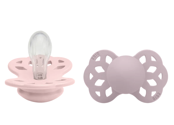 Bibs suzeta silicon simetrica INFINITY 0-6 luni 2 buc, blossom/Dusky Lilac Imagine principală a produsului