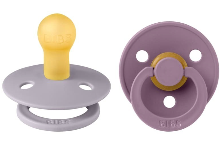 Bibs 2 suzete latex tip cherry Colour Collection 6-18 luni, Grey/Mauve