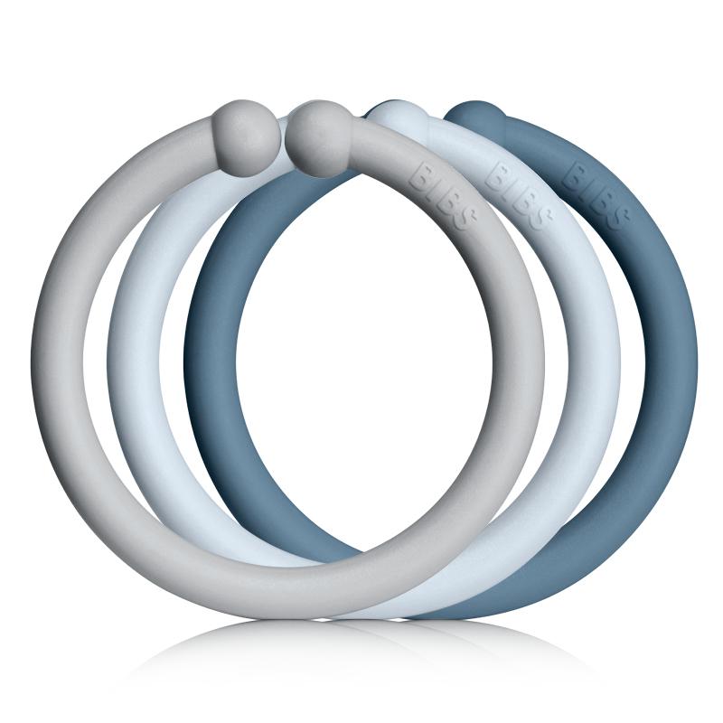 Bibs inele pentru atasare jucarii Loops 0m+, CloudBaby BluePetrol