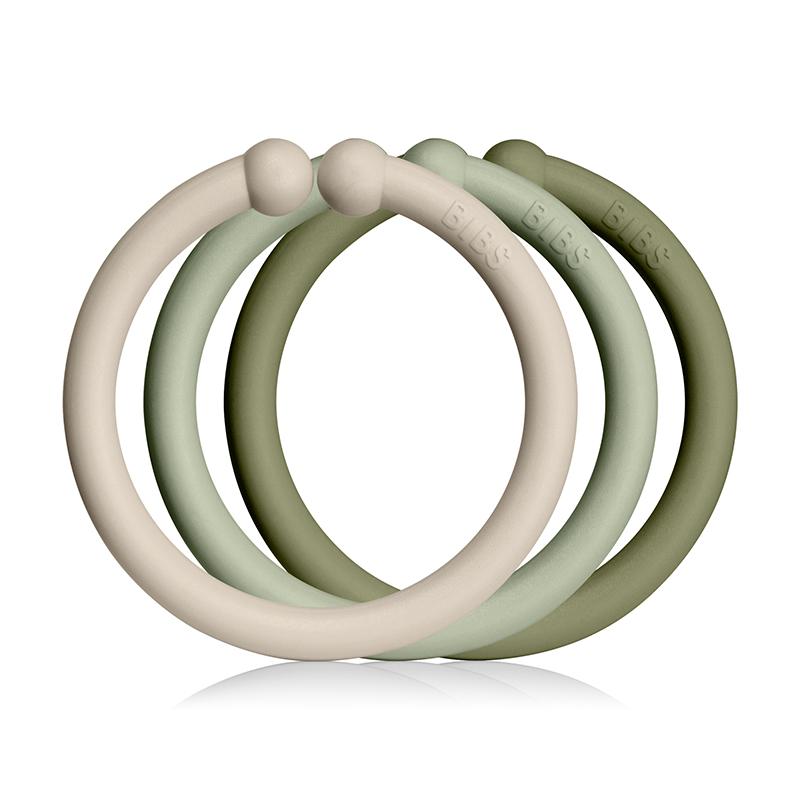 Bibs inele pentru atasare jucarii Loops 0m+, VanillaSageOlive 01 Imagine principală a produsului