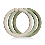 Bibs inele pentru atasare jucarii Loops 0m+, VanillaSageOlive 01