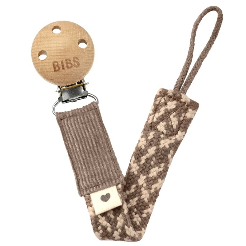Bibs lant suzeta Paci Braid 0m+, OakVanilla