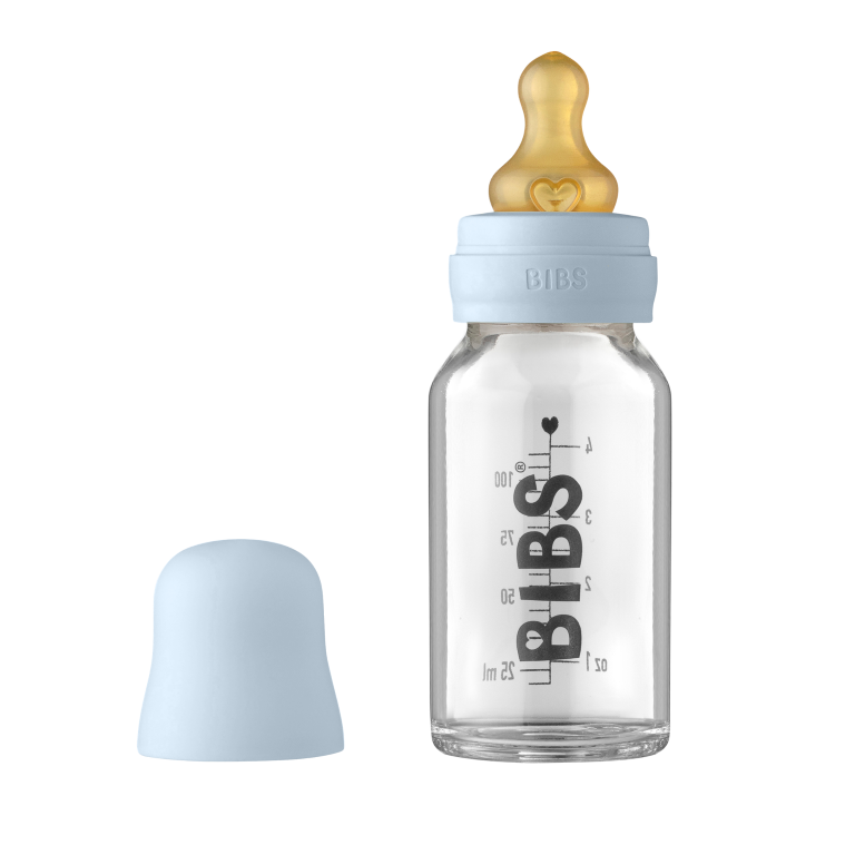 Bibs set biberon sticla 110 ml tetina latex flux lent 0m+, Baby Blue
