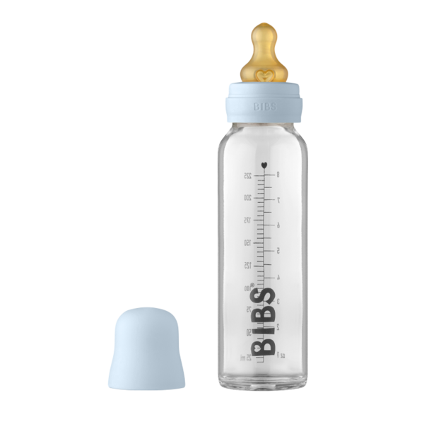 Bibs set biberon sticla 225 ml tetina latex flux lent 0m+, Baby Blue