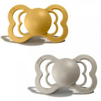 Bibs suzeta latex plata Supreme Collection 6-36 luni, 2 buc Mustar/Sand