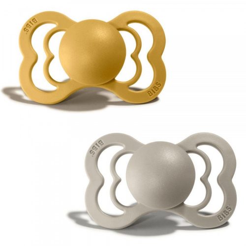 Bibs suzeta latex plata Supreme Collection 6-36 luni, 2 buc Mustar/Sand