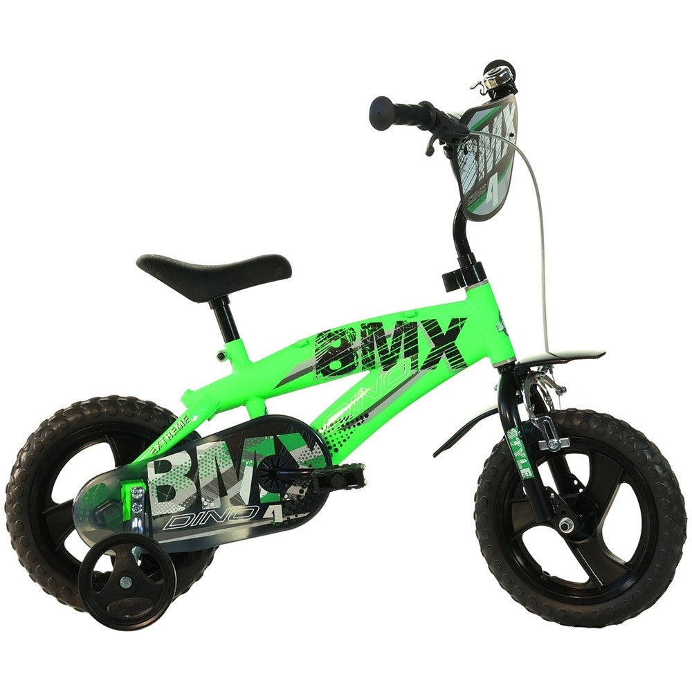 Dino Bikes bicicleta copii 12" pentru 3-5 ani BMX negru si verde Imagine principală a produsului