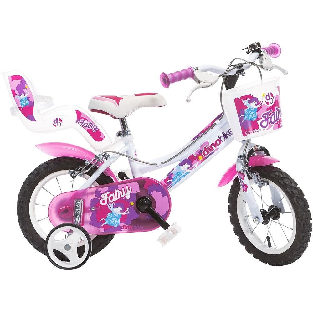 Dino Bikes bicicleta copii 12" pentru 3-5 ani Fairy alb si roz Imagine principală a produsului