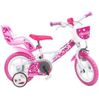 Dino Bikes bicicleta copii 12" pentru 3ani+ Little Heart alb si roz