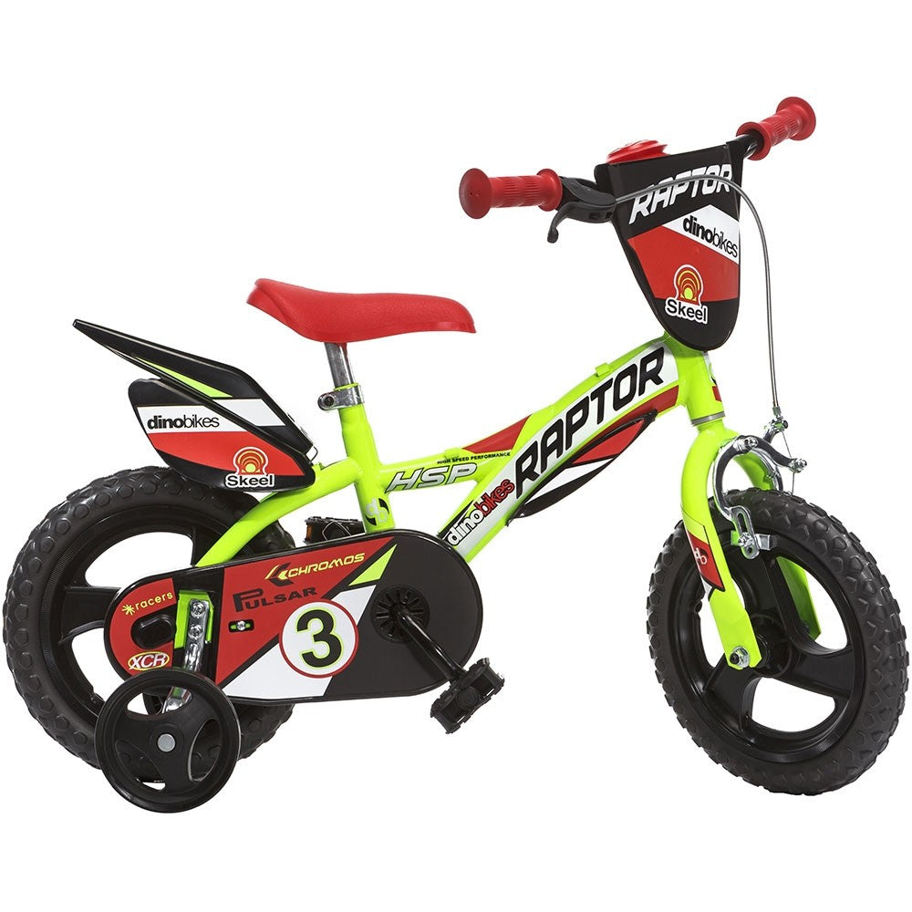 Dino Bikes bicicleta copii 12" pentru 3ani+ Raptor galben Imagine principală a produsului